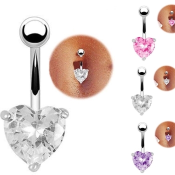 WHITE Gold Plated Navel Belly Button Ring Body Piercing Jewelry