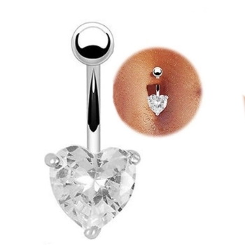 WHITE Gold Plated Navel Belly Button Ring Body Piercing Jewelry - 5