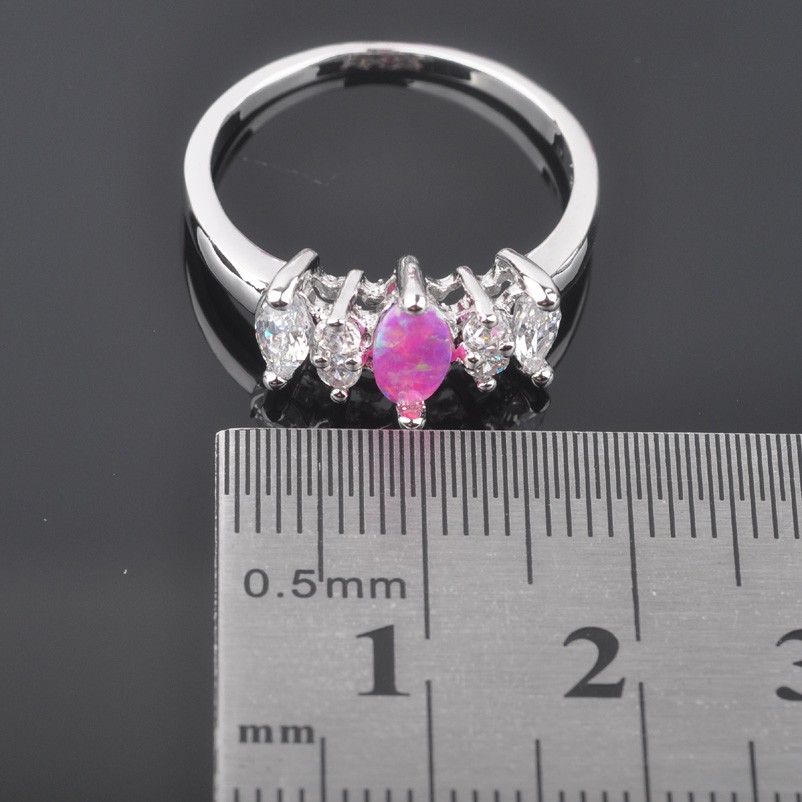 Silver FILLED RING PINK Fire Opal  - 3