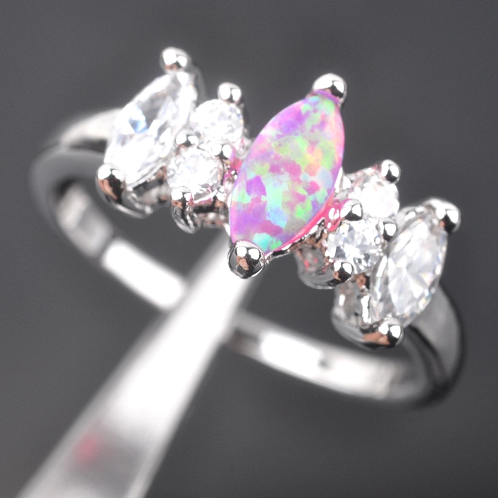 Silver FILLED RING PINK Fire Opal 