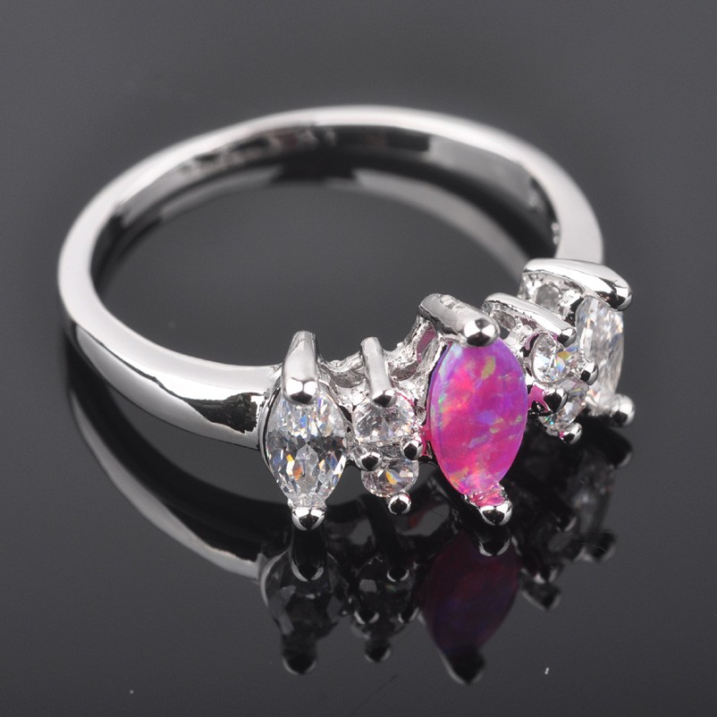 Silver FILLED RING PINK Fire Opal  - 2