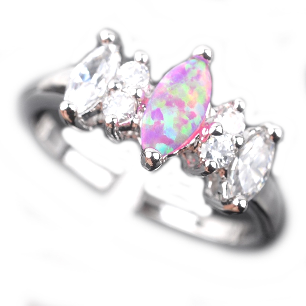 Silver FILLED RING PINK Fire Opal  - 4