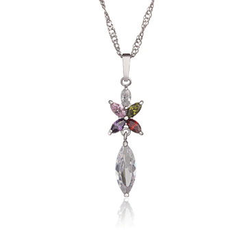 18K White Gold Filled NECKLACE CZ Crystal 