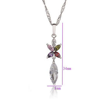 18K White Gold Filled NECKLACE CZ Crystal 