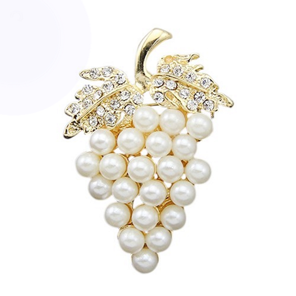 Brosch Kristall druvor Blad