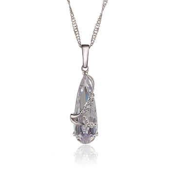 18K White Gold Filled NECKLACE CZ Crystal 