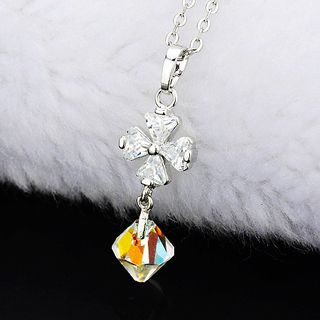 18K Guldfyllda Vitguld gulddoublé Filled Hängsmycke  Champagne Österrikiska Kristall - 2
