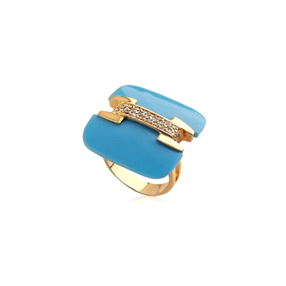 18K Guldfyllda Guld gulddoublé Filled CZ Ring BLÅ #18