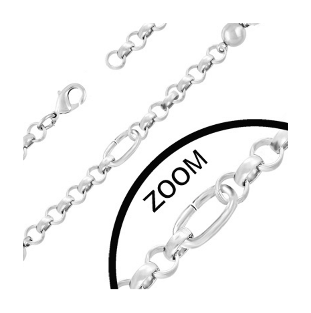 L-55cm|W-10mm Stainless Steel Lobster Claw Clasp Flat Oval Ball Rolo Link Chain