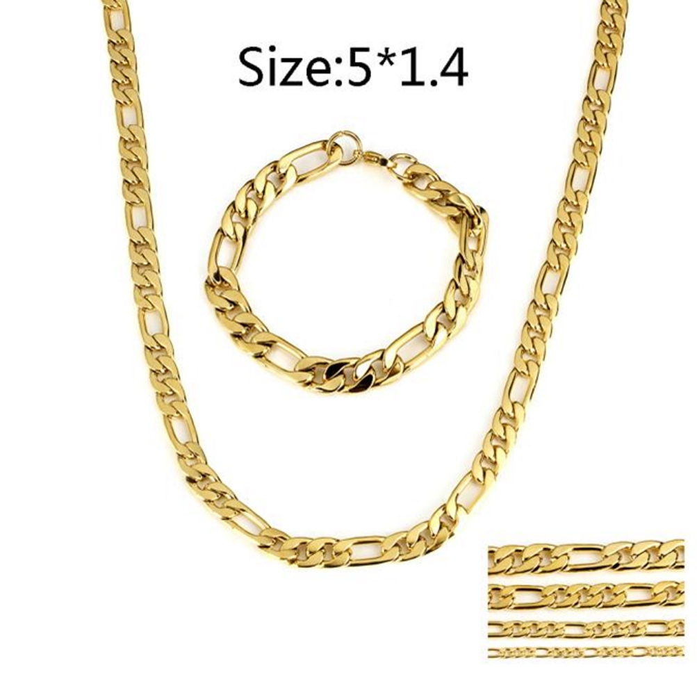 Rostfritt stål halsband + armband Set bred 5*1,4mm