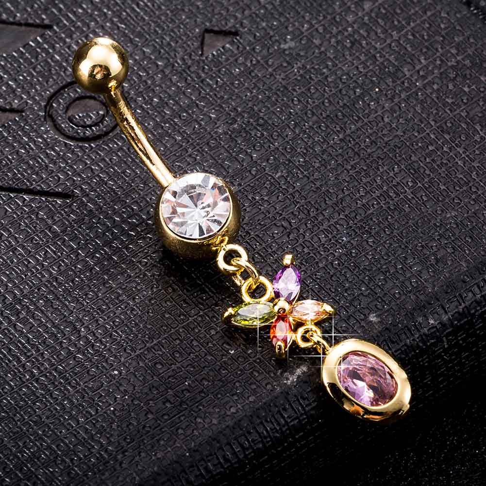 Gold Plated Navel Belly Button Ring Body Piercing Jewelry - 3