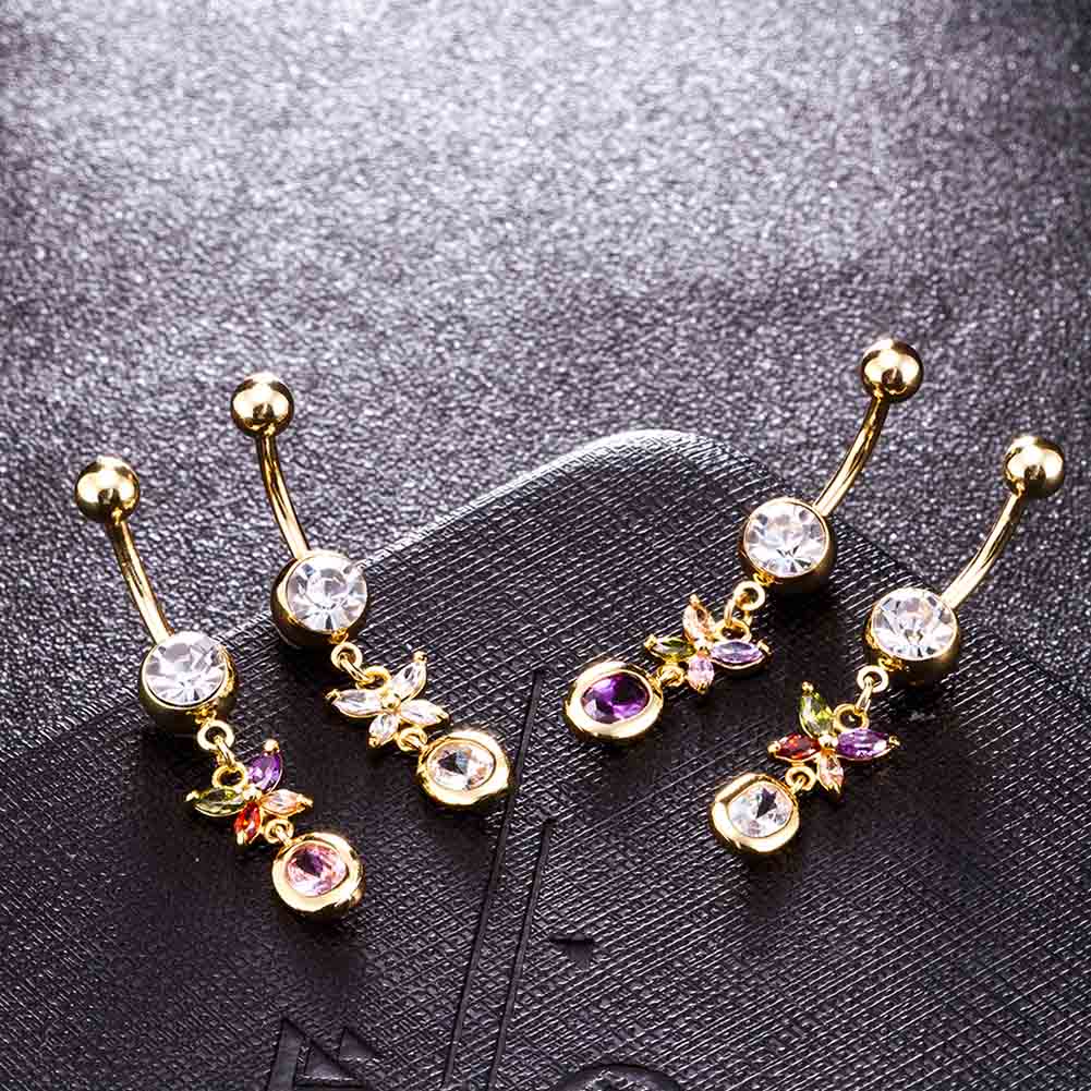 Gold Plated Navel Belly Button Ring Body Piercing Jewelry - 2
