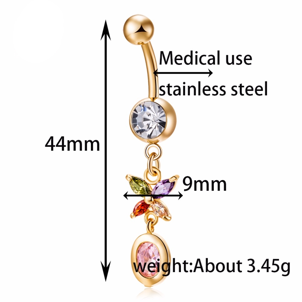 Gold Plated Navel Belly Button Ring Body Piercing Jewelry - 7