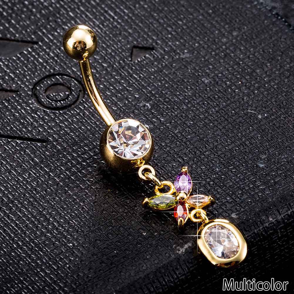 Gold Plated Navel Belly Button Ring Body Piercing Jewelry - 4