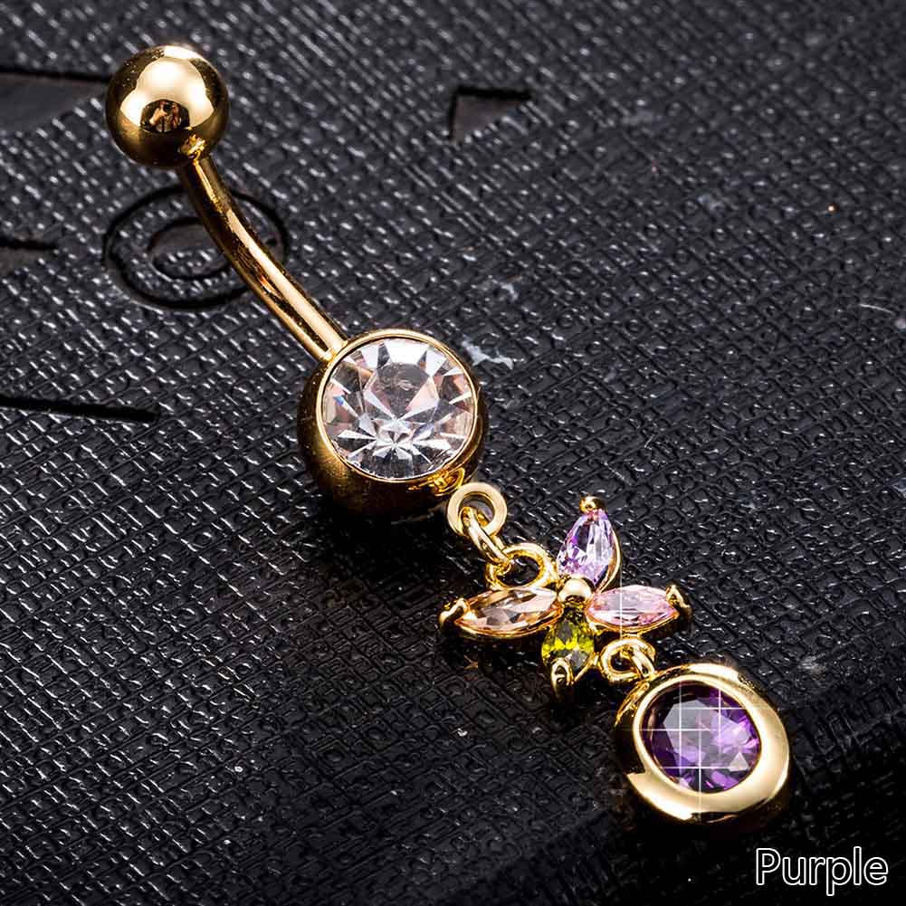 Gold Plated Navel Belly Button Ring Body Piercing Jewelry - 6
