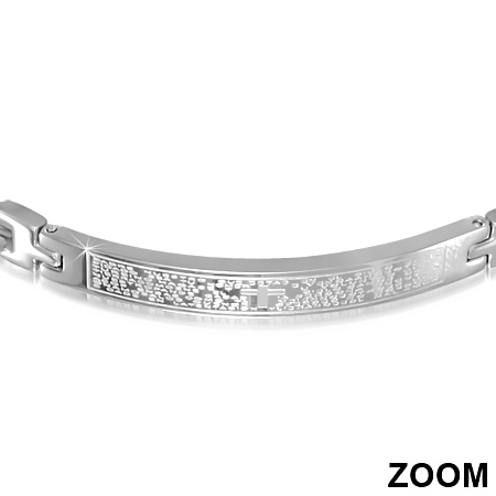 6mm Stainless Steel The Lords Prayer Padre Nuestro Cross Watch-Style Curb Cuban Link Chain Bracelet - 2
