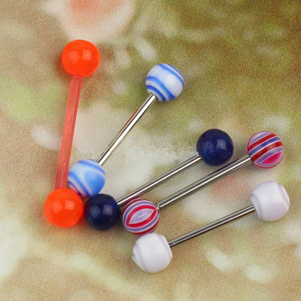 Barbell 316L kirurgiskt stål tunga piercing MIX färg 10ST PACK - 4