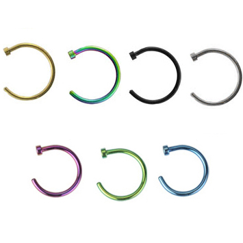 Stud Rostfritt stål titan pläterad cirkulär piercing näsa ring 5 st pack - 4