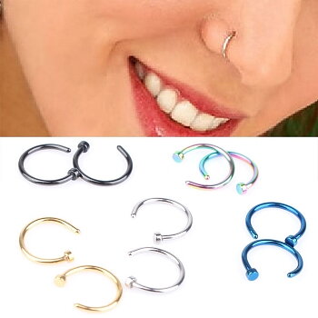 nose stud Stainless Steel titanium plated circular piercing nose ring 5 st pack