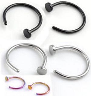 Stud Rostfritt stål titan pläterad cirkulär piercing näsa ring 5 st pack - 5