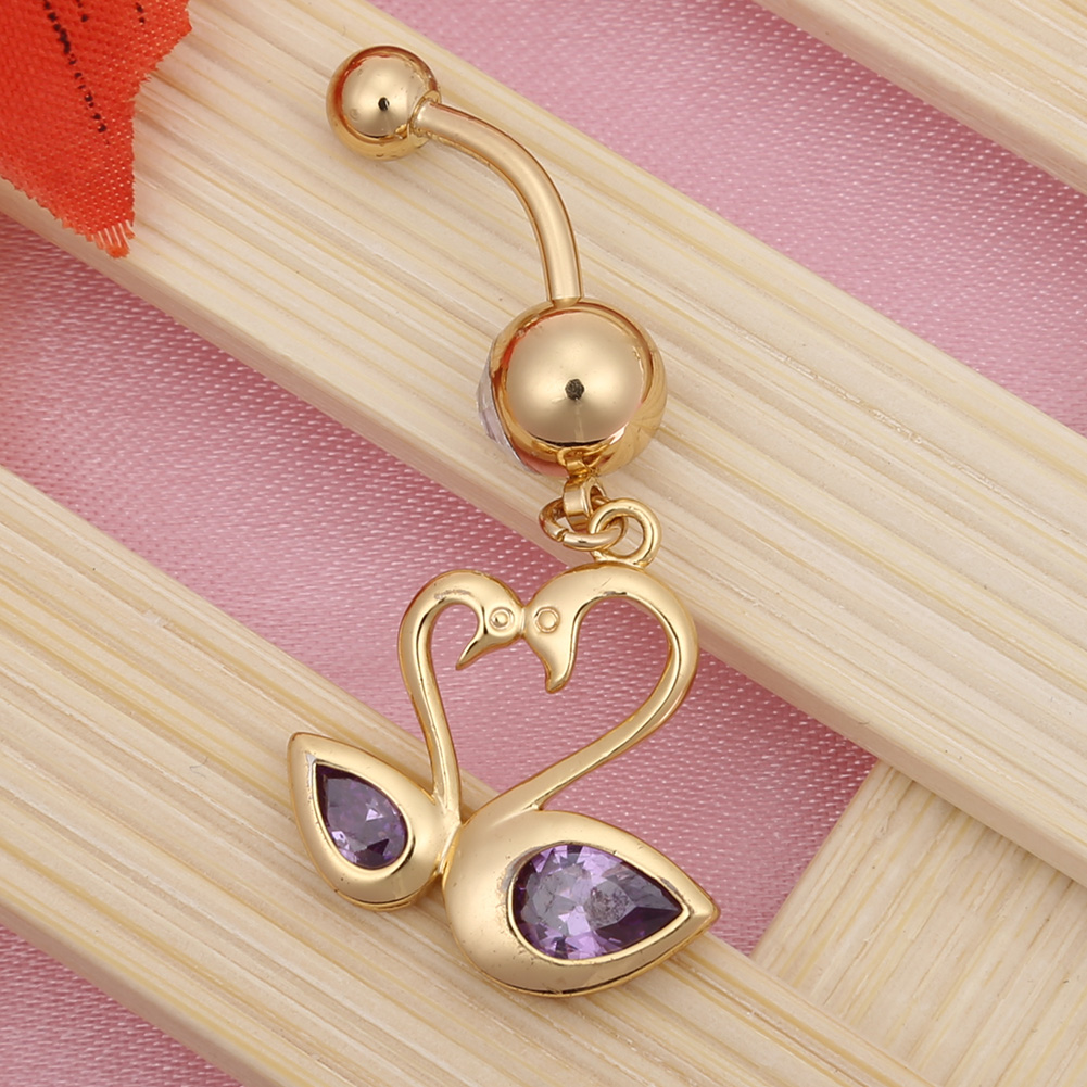Gold Plated Navel Belly Button Ring Body Piercing Jewelry - 6