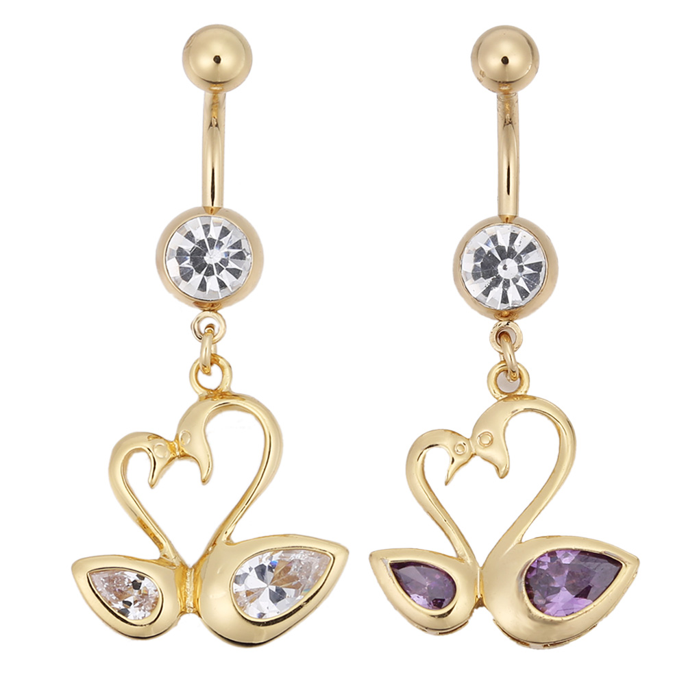 Gold Plated Navel Belly Button Ring Body Piercing Jewelry