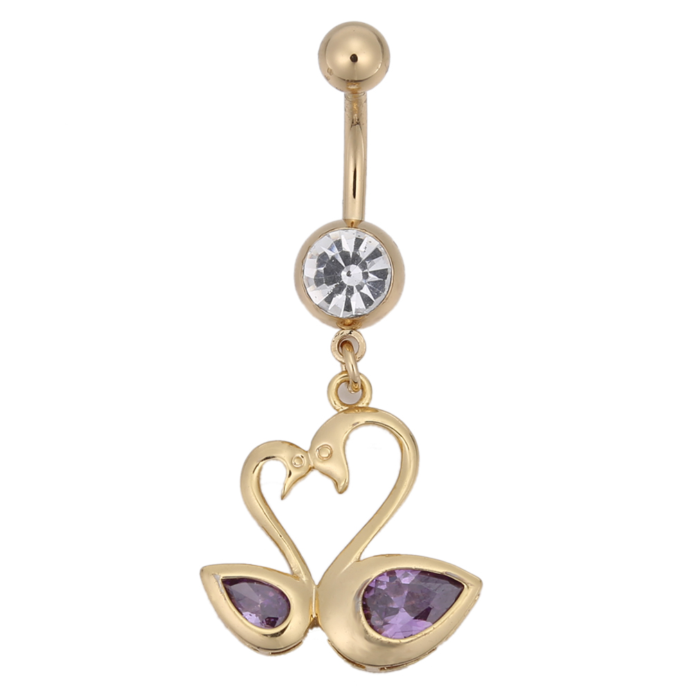 Gold Plated Navel Belly Button Ring Body Piercing Jewelry - 4