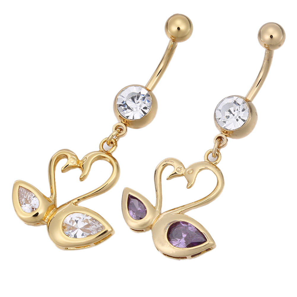 Gold Plated Navel Belly Button Ring Body Piercing Jewelry - 2