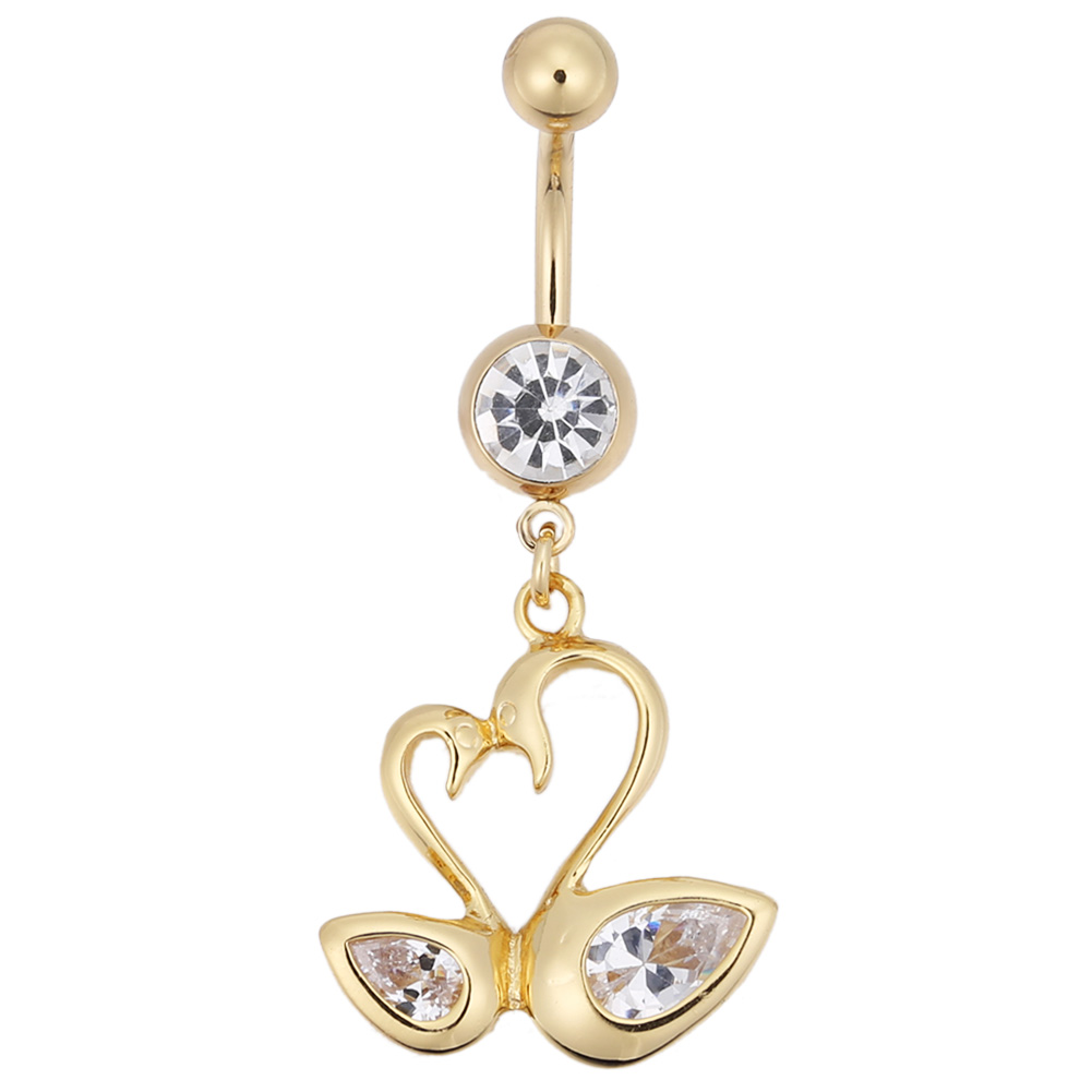 Gold Plated Navel Belly Button Ring Body Piercing Jewelry - 3
