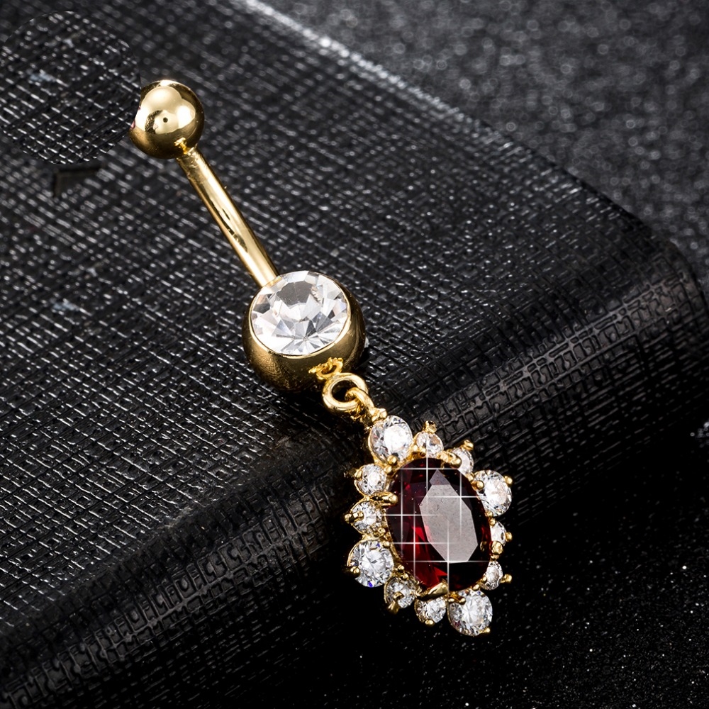 Gold Plated Navel Belly Button Ring Body Piercing Jewelry - 2