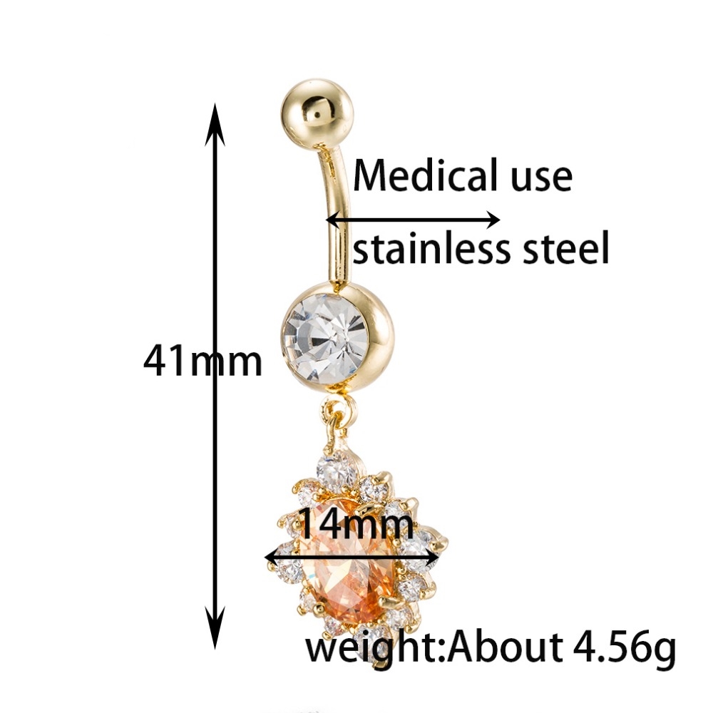 Gold Plated Navel Belly Button Ring Body Piercing Jewelry - 3