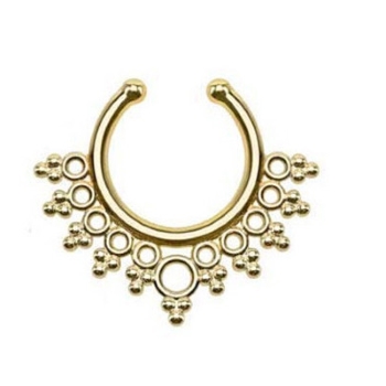 YELLOW GOLD Nose Rings Body Piercing Fake Septum Clicker - 6