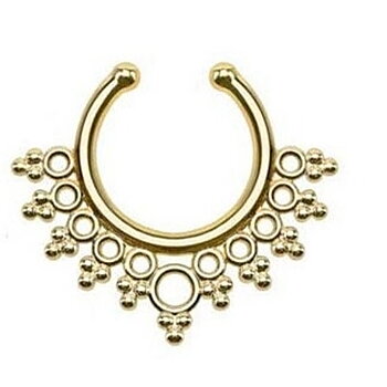 YELLOW GOLD Nose Rings Body Piercing Fake Septum Clicker