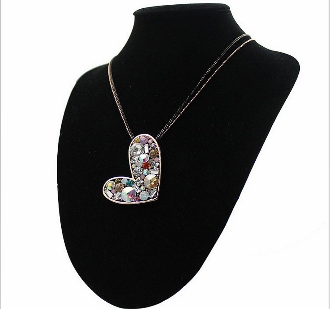 18K Gold Plated Austrian Crystal color Cute Love Long Peach Heart Pendants Necklaces