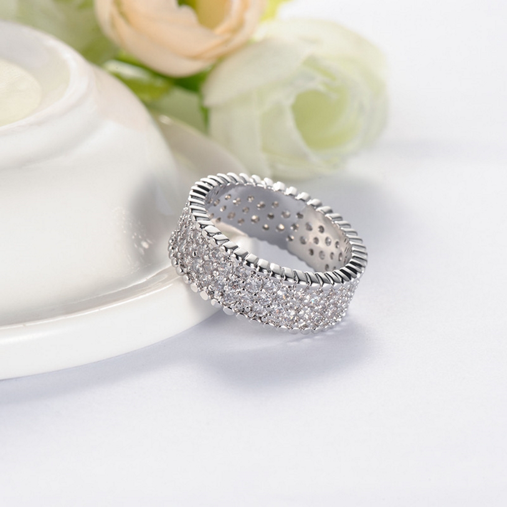 18K VIT Guldfyllda Guld Filled gulddoublé Ring CZ Förlovning - 10