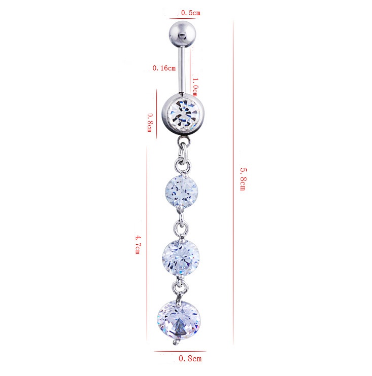Navel Belly Button Ring Body Piercing Allergy-free Zircon - 2