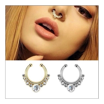 VIT GULD Näsa Ringar piercing falska Septum - 2