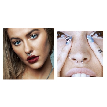 VIT GULD Näsa Ringar piercing falska Septum - 3