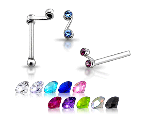 925 Silver Jeweled "S" Nose stud - 2