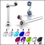 925 Silver Jeweled "S" Nose stud