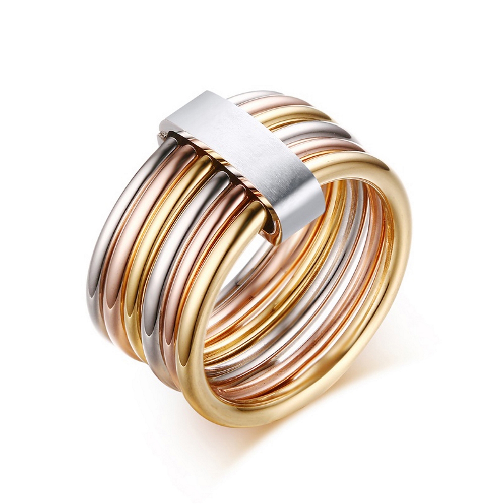 Rostfritt stål ring 6 cirkel låsad staplad 10mm