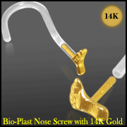 Bio-Plast Nose Screw with Foot Shaped 14K Gold Head - 2
