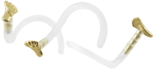 Bio-Plast Nose Screw with Foot Shaped 14K Gold Head - 3