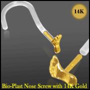 Bio-Plast Nose Screw with Foot Shaped 14K Gold Head
