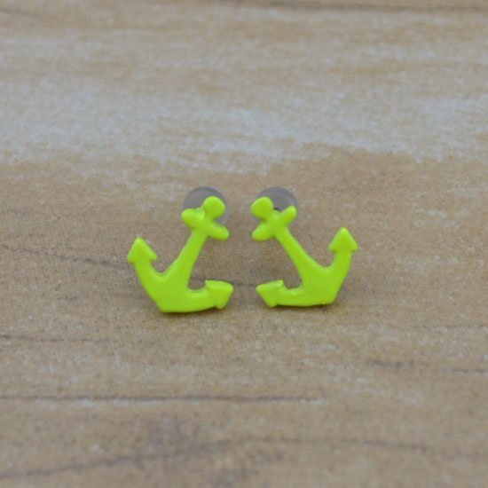 Fashion jewelry neon color anchor stud earring mix color NEON - 3