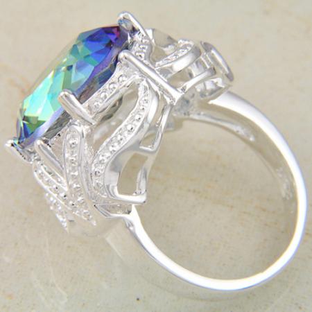 Silver RING Rainbow colored topaz GEMSTONE - 3
