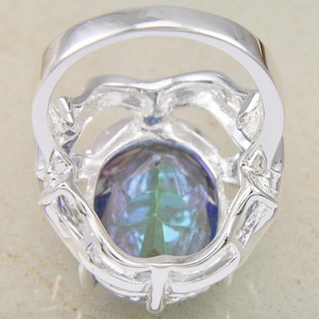 Silver RING Rainbow colored topaz GEMSTONE - 2