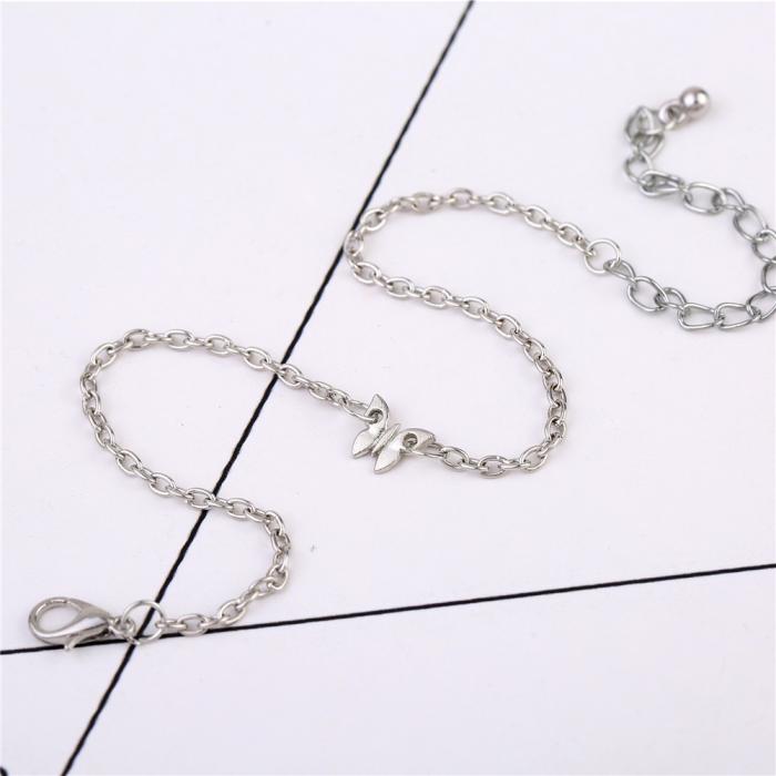 Fotlänk  armband  GULD/SILVER Fjäril - 5