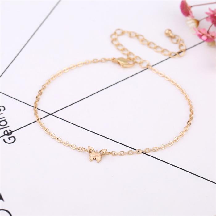 Fotlänk  armband  GULD/SILVER Fjäril - 3