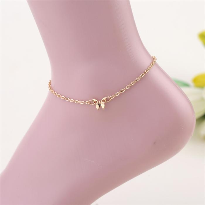 Fotlänk  armband  GULD/SILVER Fjäril